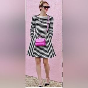Kate Spade Broome Street Black White Stripe Ponte Knit Dress Size Large